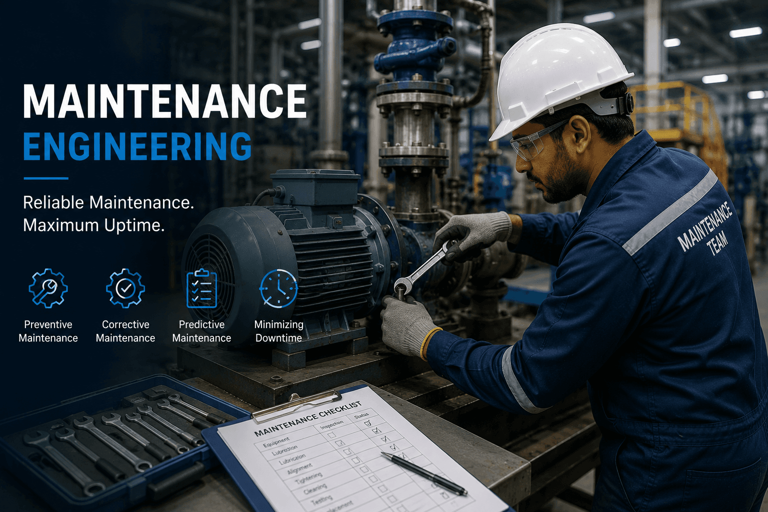 Maintenance engineering work in an industrial facility