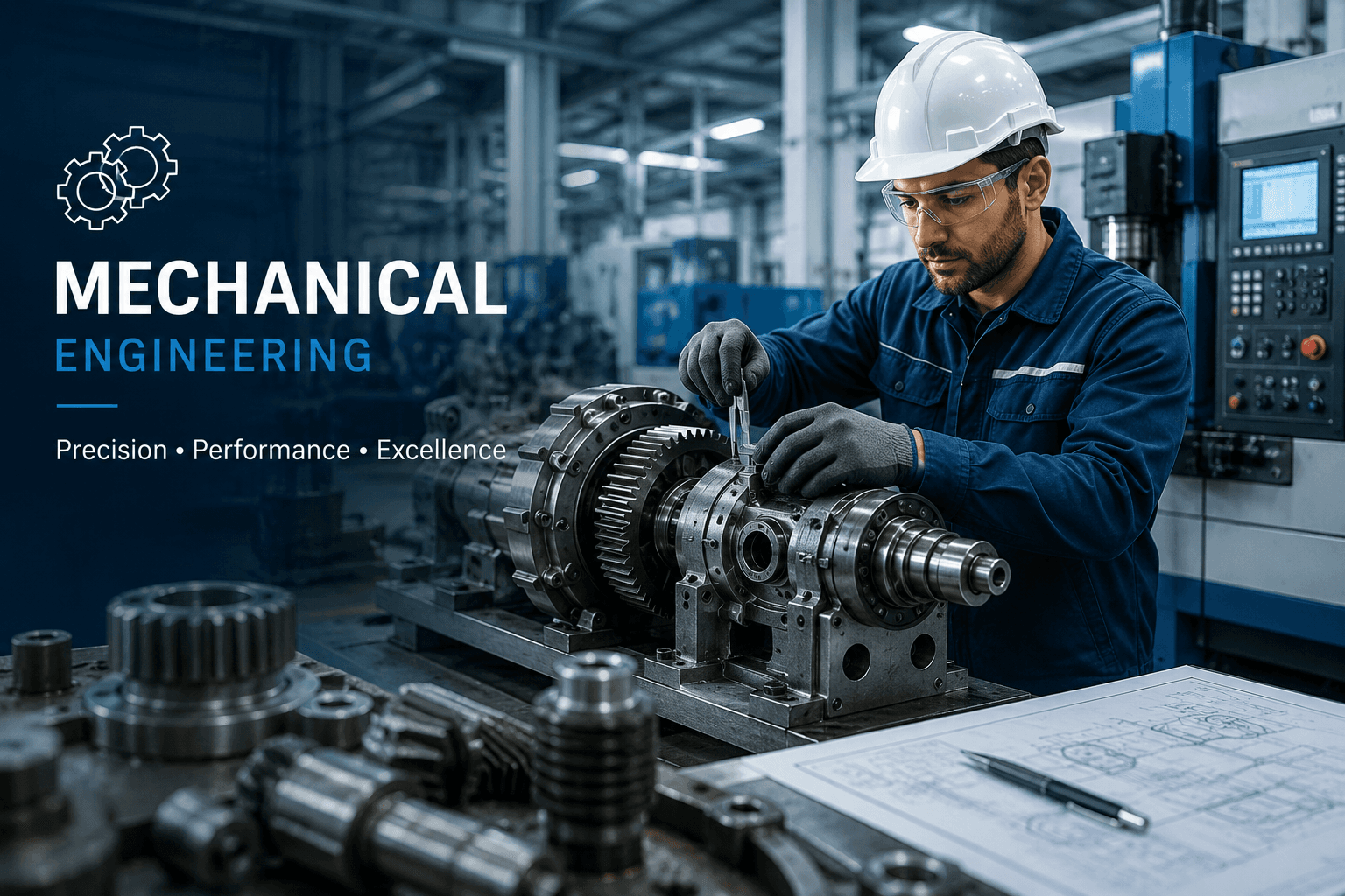 Mechanical engineering equipment in an industrial setting